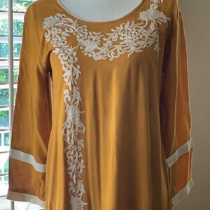 Embroidered vintage Cotton Tunic/Shirt Dress/Kaftan. Hand made. Size XS/S